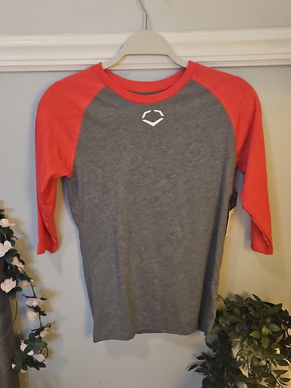 Kids Raglan Long Sleeve Tee - Gray with Red Sleeves